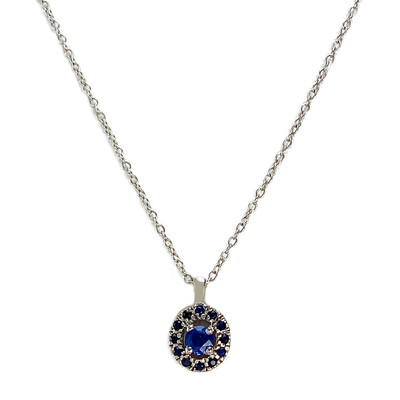 Collier mauboussin d'occasion or 750 blanc maille forçat saphirs 42 cm - vue 1