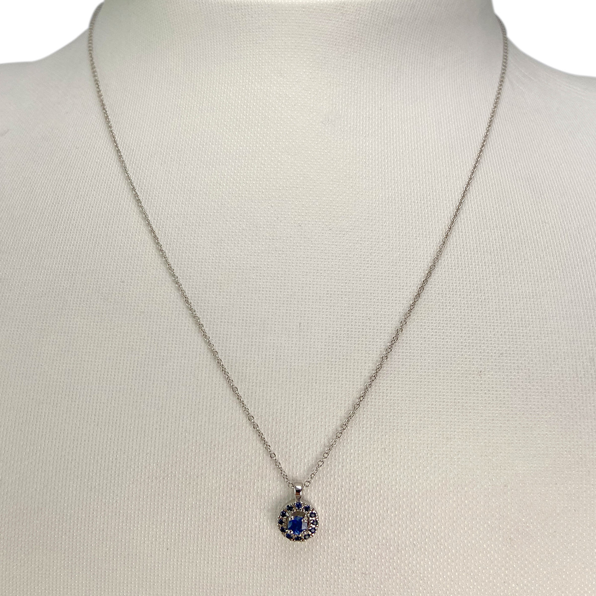 Collier mauboussin d'occasion or 750 blanc maille forçat saphirs 42 cm - vue 2