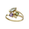 Bague d'occasion or 750 jaune aigue marine améthyste péridot - vue V1