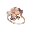 Bague d'occasion or 375 2 tons pierres fines nacre perle diamants - vue V1