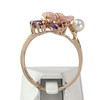 Bague d'occasion or 375 2 tons pierres fines nacre perle diamants - vue V3