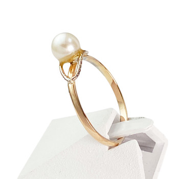 Bague d'occasion or 375 rose perle de culture