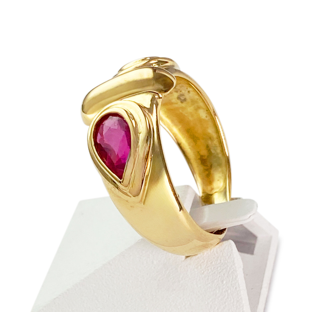 Bague d'occasion or 750 jaune rubis saphir - vue 2