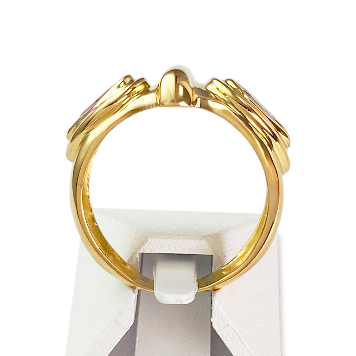 Bague d'occasion or 750 jaune rubis saphir - vue 3