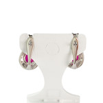 Boucles d'oreilles dormeuses or 750 blanc rubis diamants - vue 3