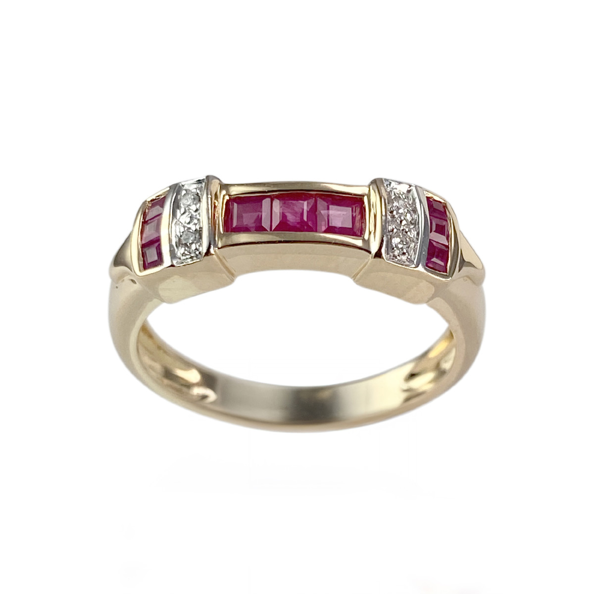 Bague d'occasion or 750 2 tons diamants rubis