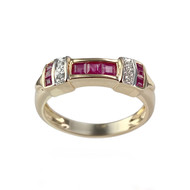 Bague d'occasion or 750 2 tons diamants rubis