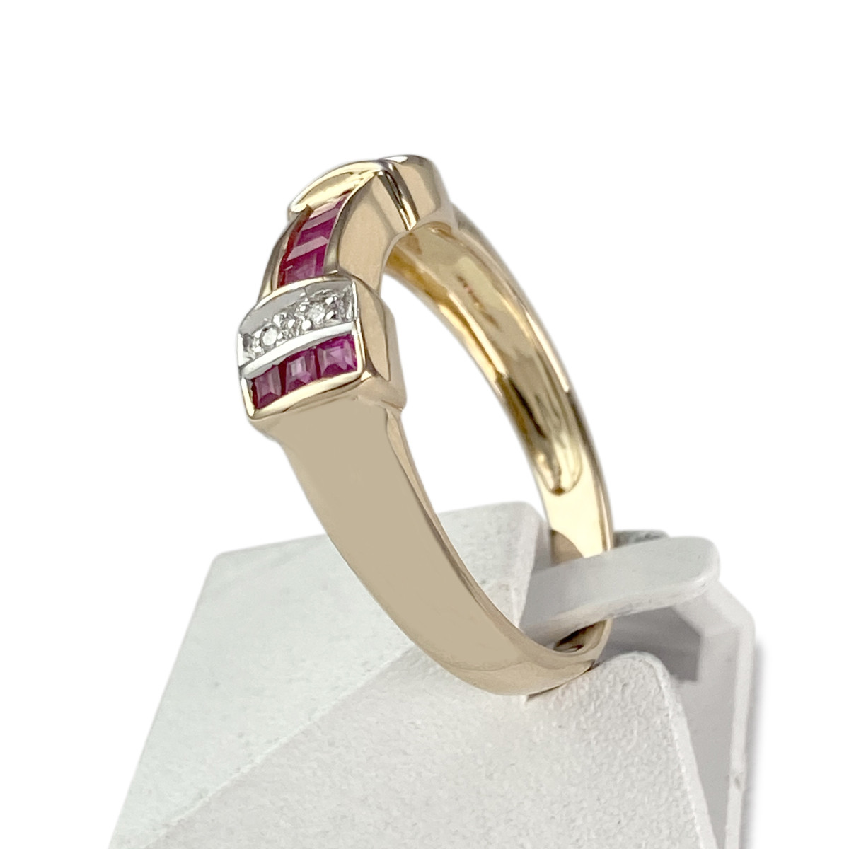 Bague d'occasion or 750 2 tons diamants rubis - vue 2