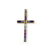 Pendentif croix Guy Laroche d'occasion or 750 jaune améthystes grenat topazes peridot citrine - vue V1