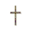 Pendentif croix Guy Laroche d'occasion or 750 jaune améthystes grenat topazes peridot citrine - vue V2