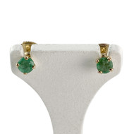 Boucles d'oreille clous d'occasion or 750 jaune émeraudes