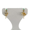 Boucles d'oreilles clous d'occasion or 750 jaune émeraudes - vue V3