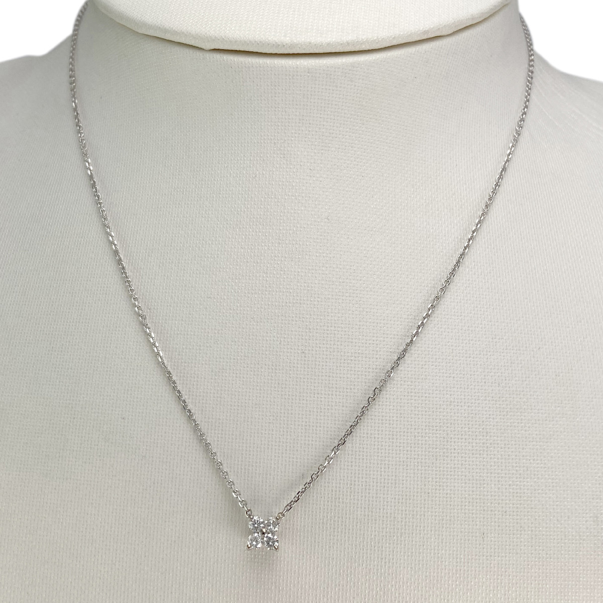 Collier d'occasion or 750 blanc maille forçat diamants 38 cm - vue 2