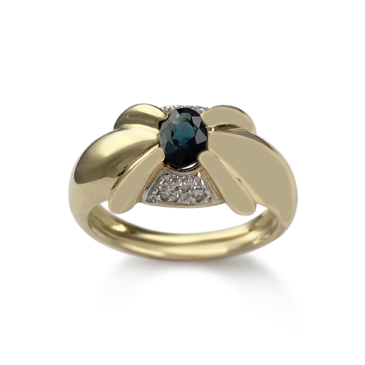Bague d'occasion or 750 2 tons saphir diamants