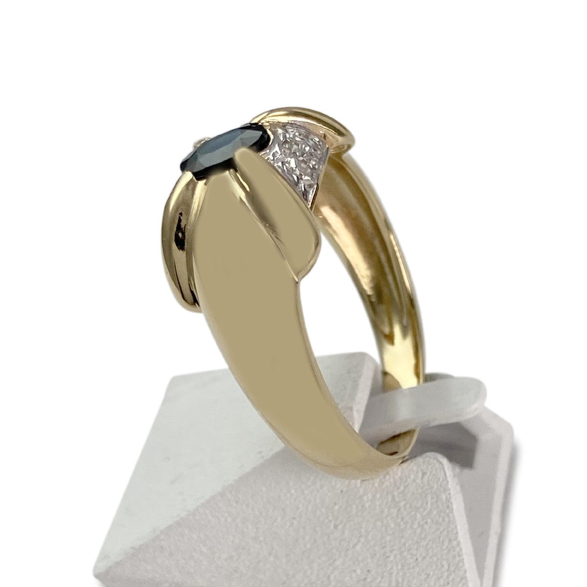 Bague d'occasion or 750 2 tons saphir diamants - vue 2