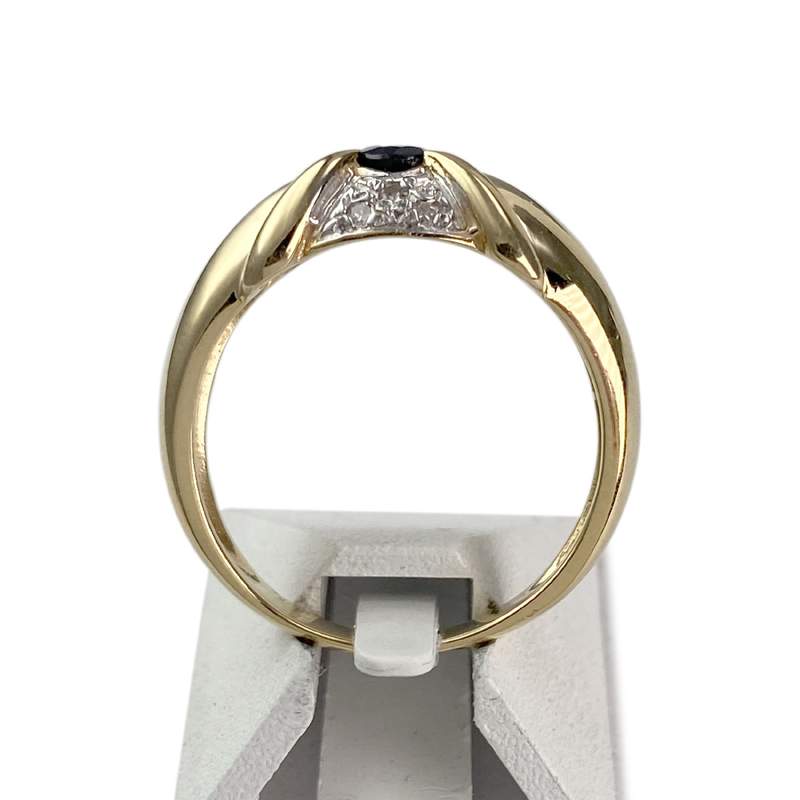 Bague d'occasion or 750 2 tons saphir diamants - vue 3