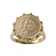 Bague d'occasion or 750 jaune porte pièce 'estados unidos mexicanos 1945 dos pesos'