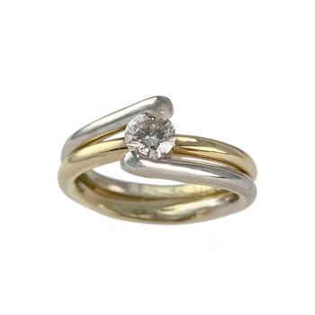 Solitaire second hand gold 750 2 tone diamond