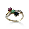 Bague d'occasion or 585 2 tons rubis saphir émeraude diamants - vue V1