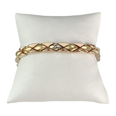Tweedehands armband goud 750 3 tone fancy mesh 19 cm