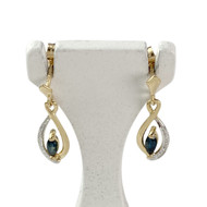 Boucles d'oreilles pendants d'occasion or 750 2 tons saphirs