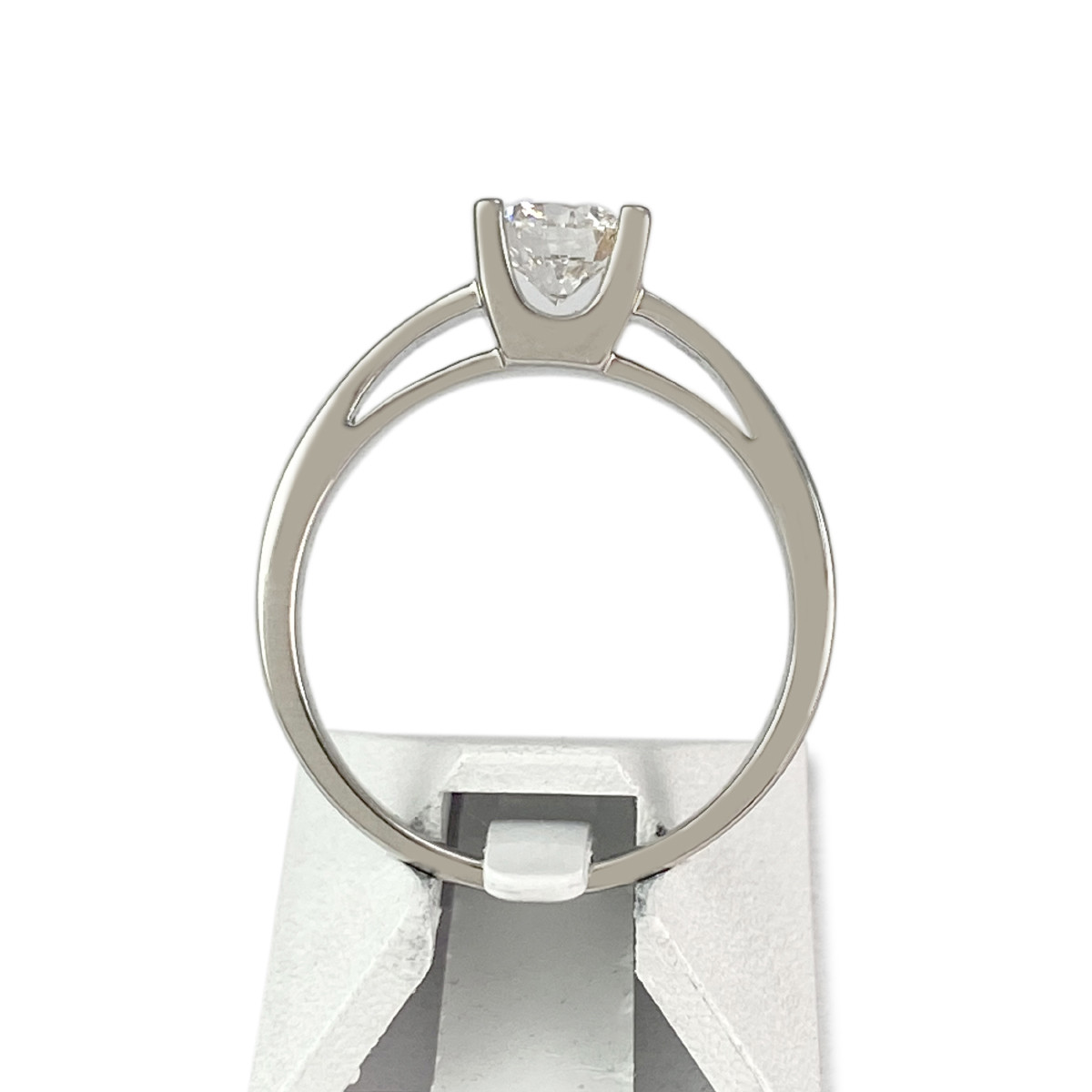 Solitaire d'occasion or 750 blanc diamant synthétique - vue 3