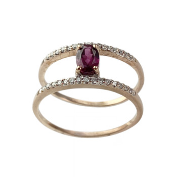 Bague d'occasion or 375 2 tons grenat rhodolite diamants