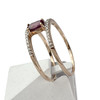 Bague d'occasion or 375 2 tons grenat rhodolite diamants - vue V2