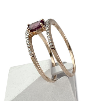 Bague d'occasion or 375 2 tons grenat rhodolite diamants