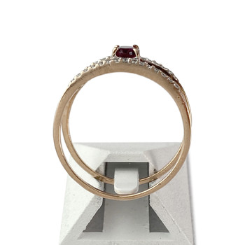 Bague d'occasion or 375 2 tons grenat rhodolite diamants