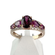 Bague d'occasion or 375 2 tons grenats rhodolites diamants