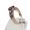 Bague d'occasion or 375 2 tons grenats rhodolites diamants - vue V2