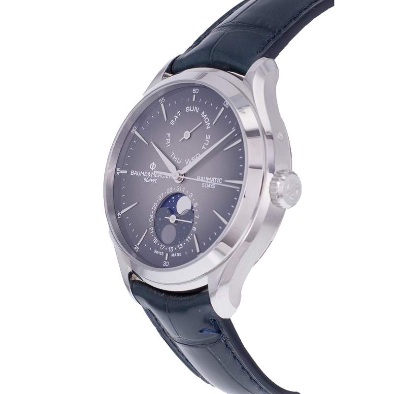 Montre d'occasion BAUME ET MERCIER Baumatic homme automatique bracelet cuir d'origine - vue D2
