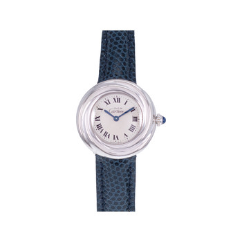 Tweedehands horloge CARTIER Trinity vrouw quartz lederen armband cresus