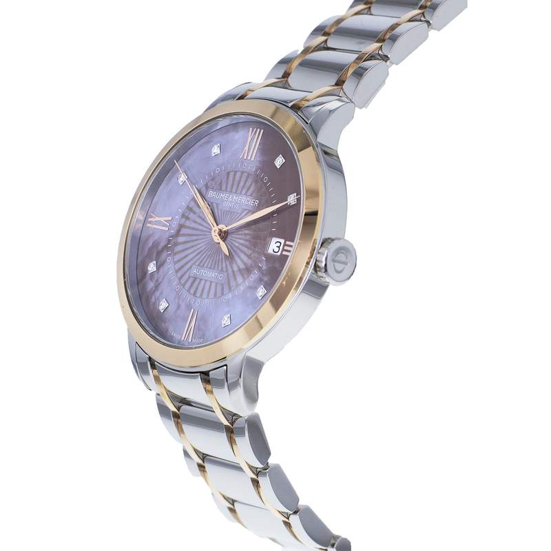 Montre d'occasion BAUME ET MERCIER Classima femme automatique bracelet acier et plaqué or - vue D2