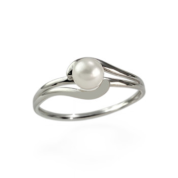 Bague d'occasion or 750 blanc perle de culture