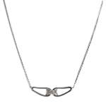 Collier d'occasion en or blanc 375, maille forçat, diamants, 45 cm - vue 1