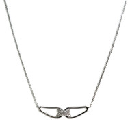 Tweedehands ketting van 375 witgoud met diamanten, 45 cm