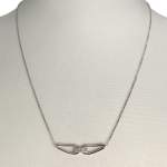 Collier d'occasion en or blanc 375, maille forçat, diamants, 45 cm - vue 2