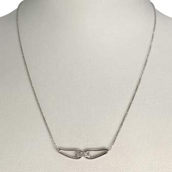 Collier d'occasion en or blanc 375, maille forçat, diamants, 45 cm