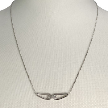 Collier d'occasion or 375 blanc maille forçat diamants 45 cm