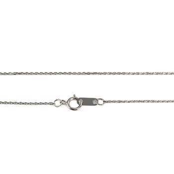 Collier d'occasion en or blanc 375, maille forçat, diamants, 45 cm