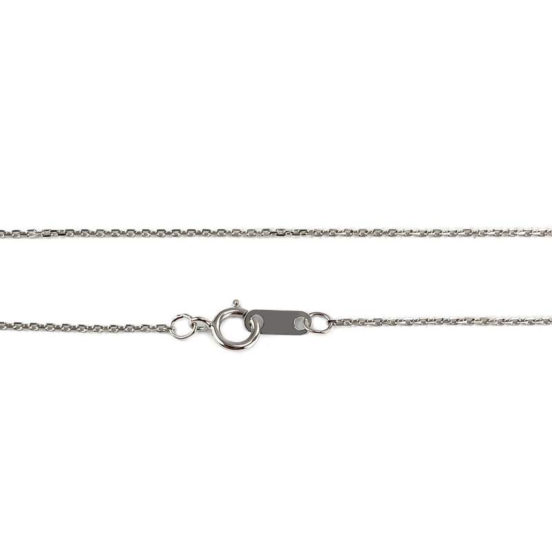Collier d'occasion or 375 blanc maille forçat diamants 45 cm - vue 3