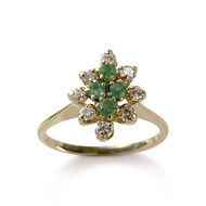Bague d'occasion or 750 jaune émeraudes diamants