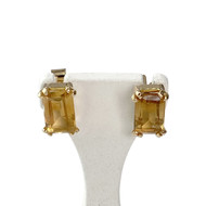 Boucles d'oreilles clous d'occasion or 750 jaune citrines