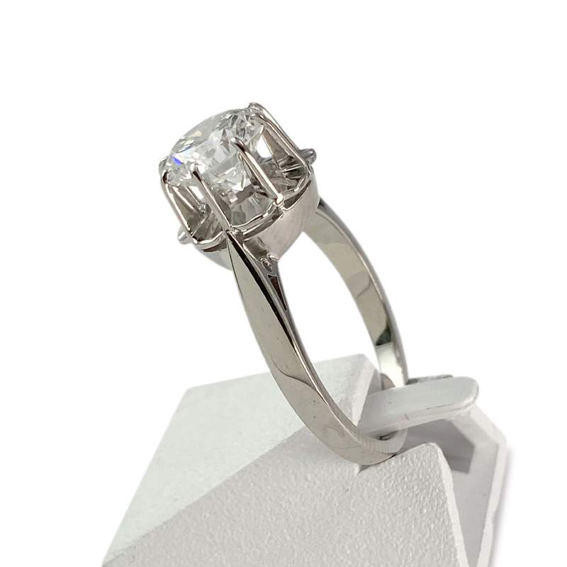 Solitaire d'occasion or 750 blanc diamant - vue 2
