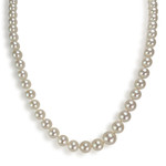 Collier en chute d'occasion or 750 blanc perles de culture du japon diamants 51 cm - vue 1
