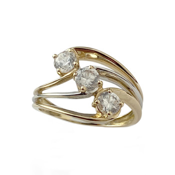 Bague d'occasion or 750 2 tons zirconias