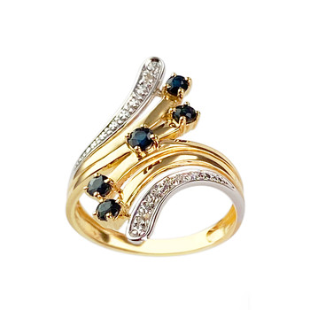 Bague d'occasion or 750 2 tons saphirs diamants