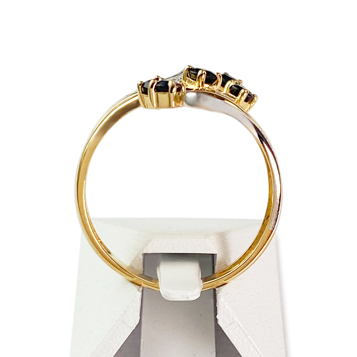 Bague d'occasion or 750 2 tons saphirs diamants - vue 3